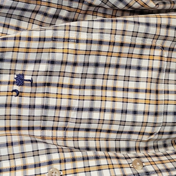 M. Dumas Button Down Dress Shirt (L) Blue/Gold - Picture 4 of 7